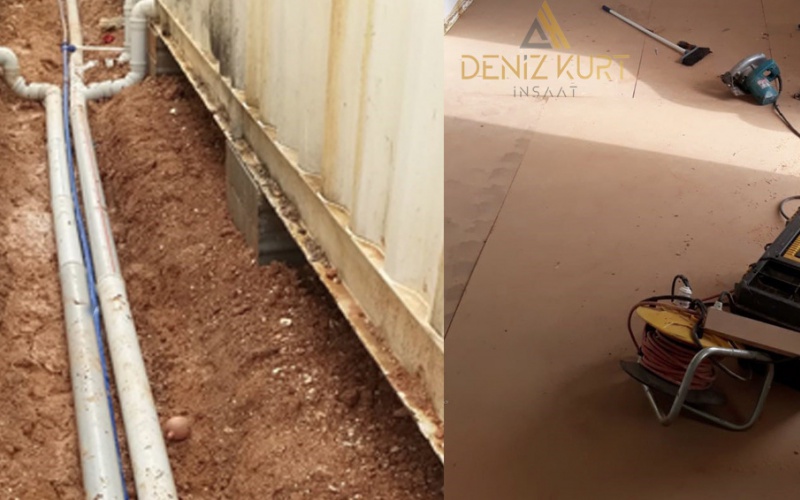 أعمال صيانة وإصلاح الكرفانات الموجودة في منطقة القاعدة العسكرية بمنطقة درع الفرات